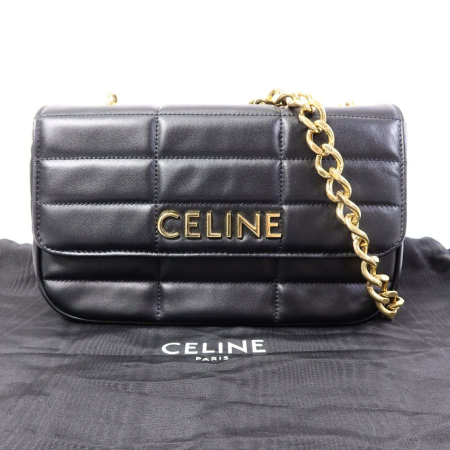 CELINE 羊皮皮革Matelasse Bag鏈帶肩背袋-9