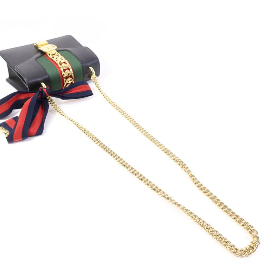 GUCCI 牛皮皮革Sylvie鏈帶肩背袋-8