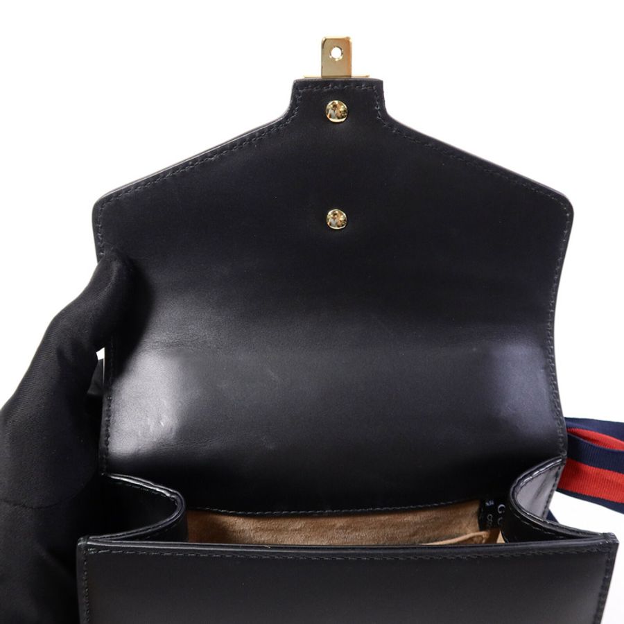 GUCCI 牛皮皮革Sylvie鏈帶肩背袋-14