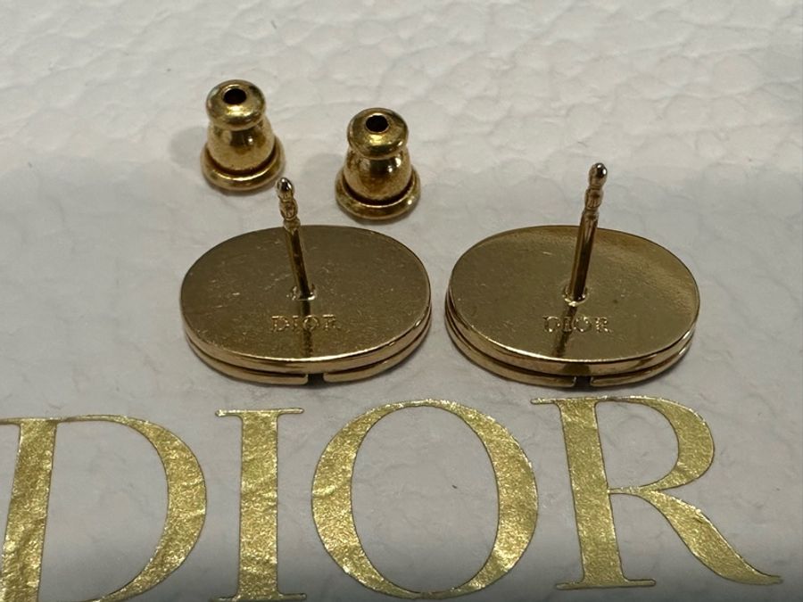 全套 有收據 Dior 金色CD小logo耳環-9