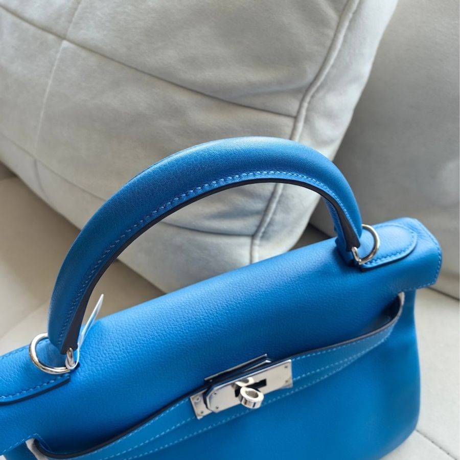 Hermes kelly28愛馬仕T7水妖藍 銀扣-5