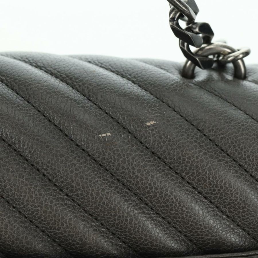 【日本直送】SAINT LAURENT 鏈條單肩包 皮革 灰色 銀色 正品 BA12267SAV-3