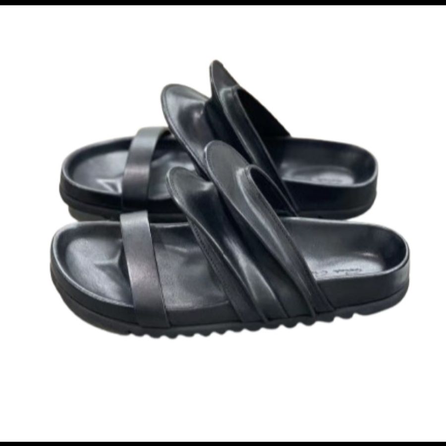 Rick Owens Brancusi Granola 女款黑色皮革涼鞋 37碼-4