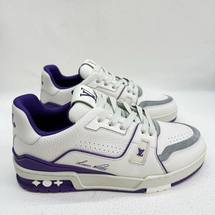 LV Trainer 經典印花 低幫板鞋 女款 紫白  38碼-3