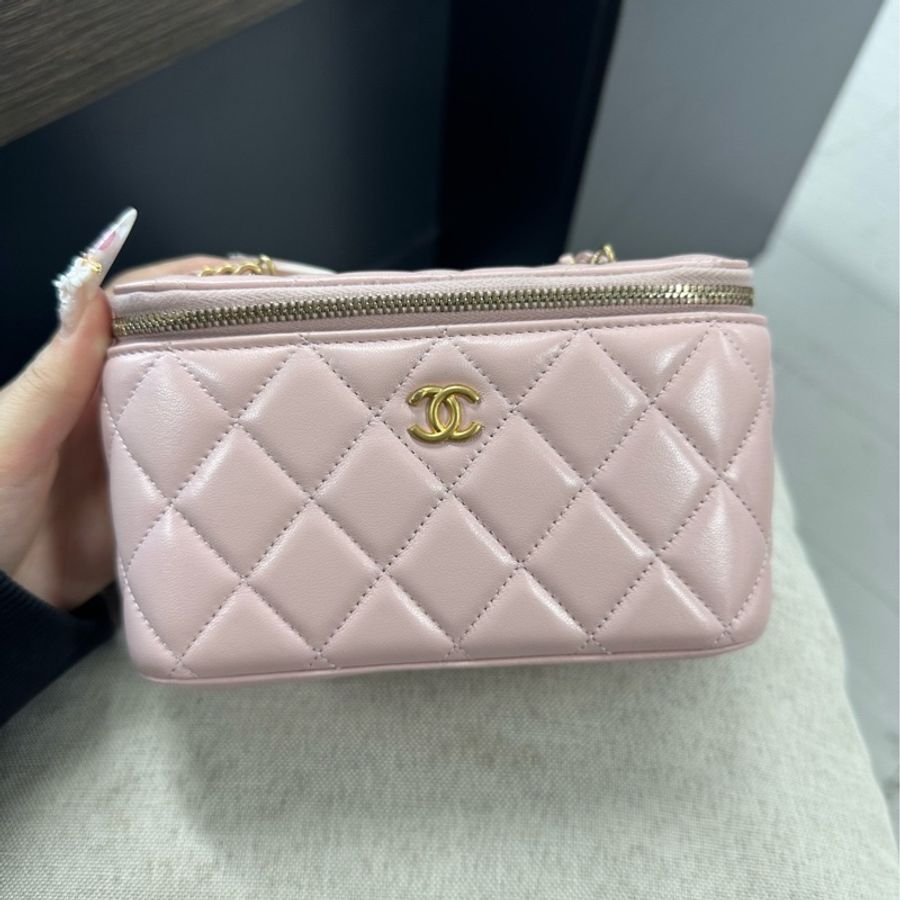 Chanel香奈兒 粉色金球長盒子 芯片款 97新-1