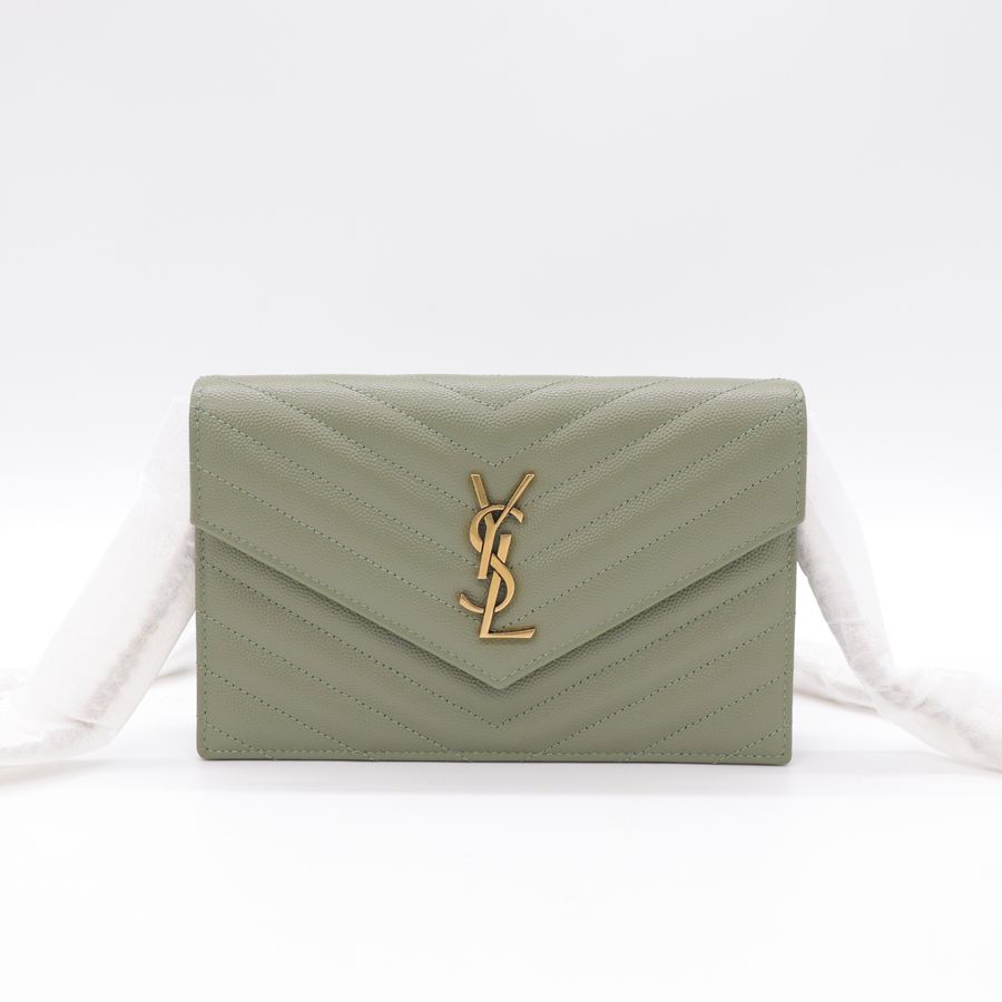 Saint Laurent 聖羅蘭 鼠尾草綠 WOC 信封包 斜背包-1