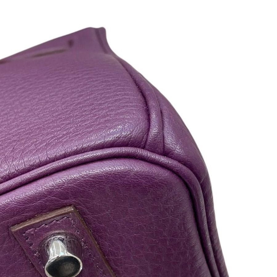 HERMES 愛馬仕 BIRKIN 30 柏金包 紫色 銀釦-8
