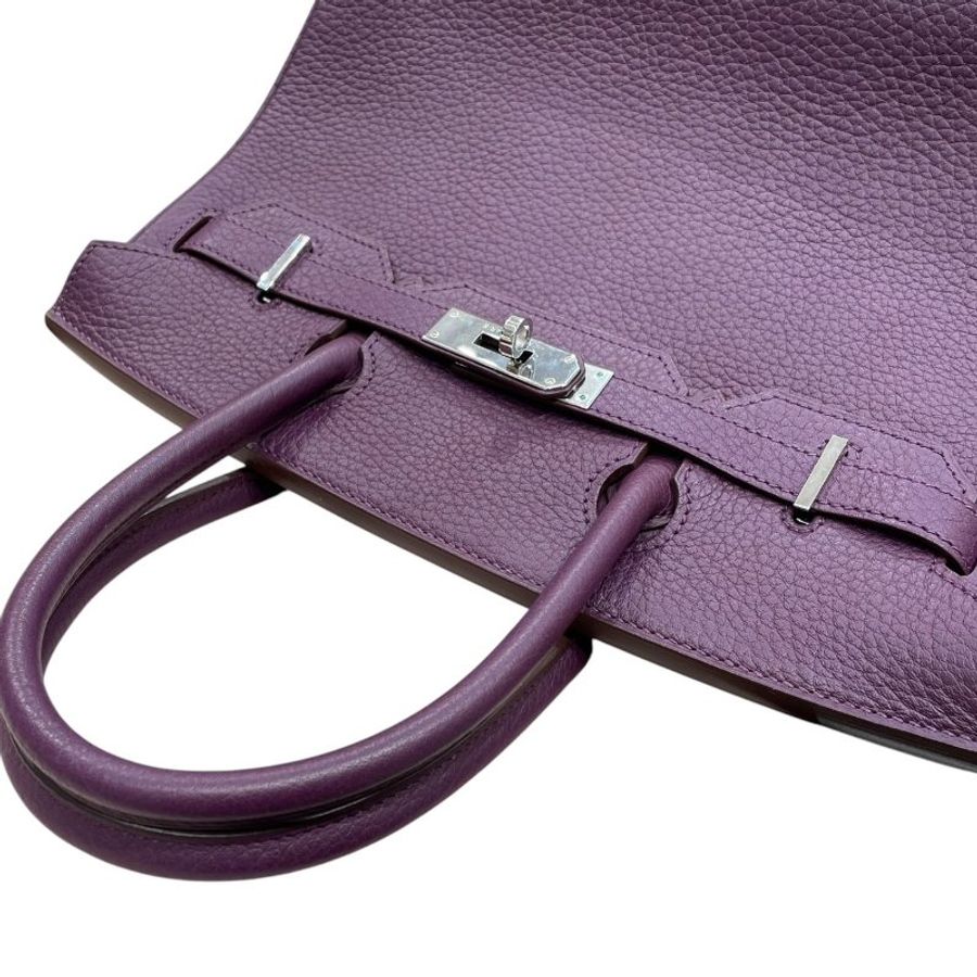 HERMES 愛馬仕 BIRKIN 30 柏金包 紫色 銀釦-9