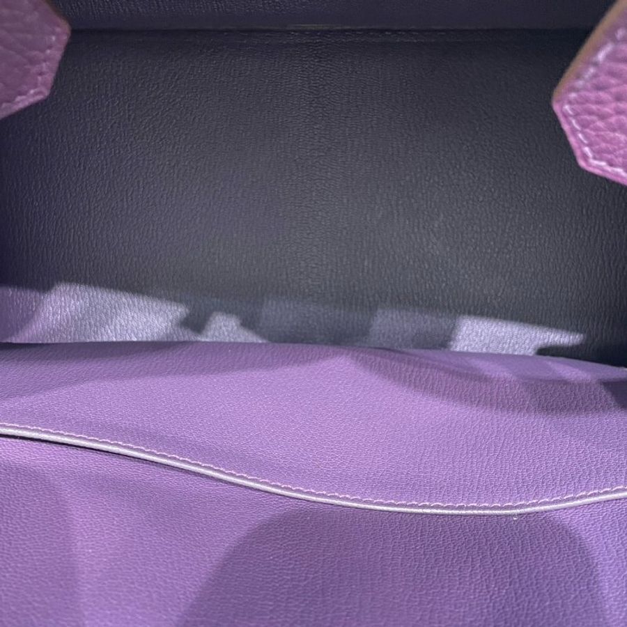 HERMES 愛馬仕 BIRKIN 30 柏金包 紫色 銀釦-11