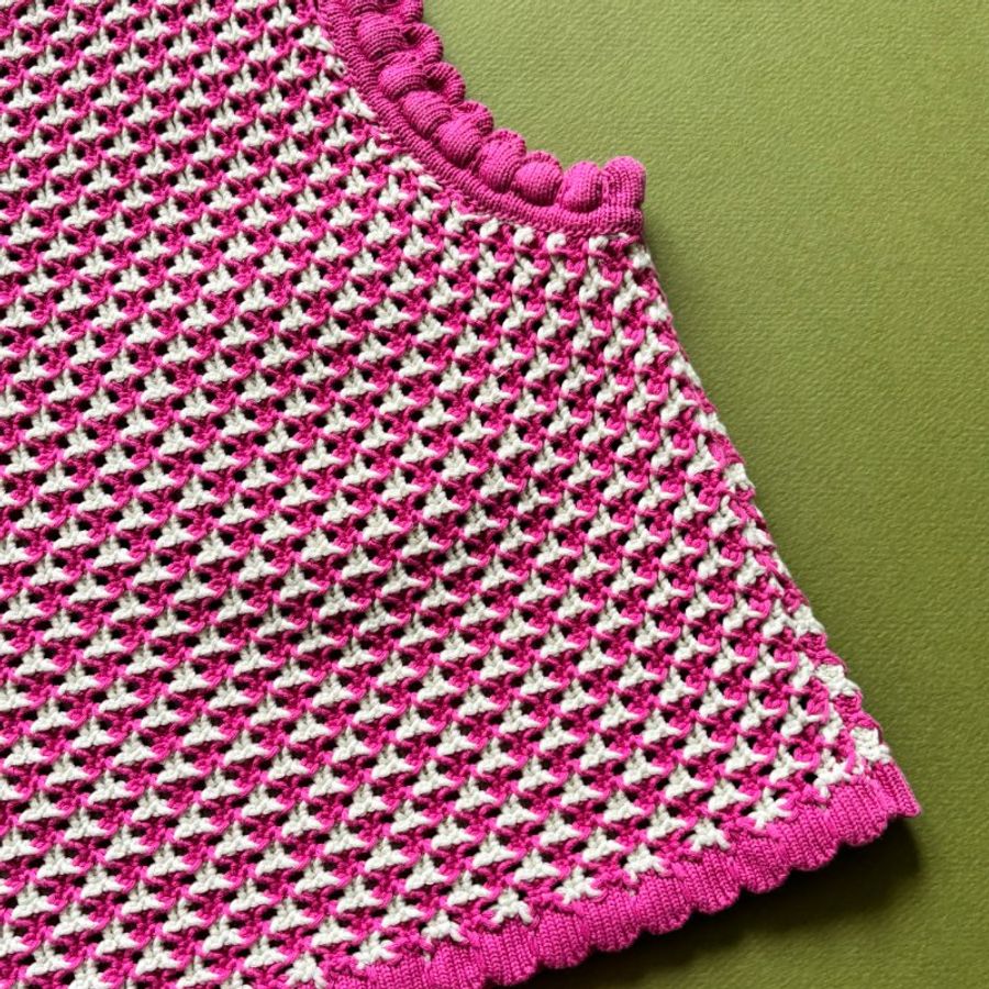 42號 ::Versace:: Crochet Knit Top 凡賽斯 粉白色鉤織針織背心 短褲 套裝-14