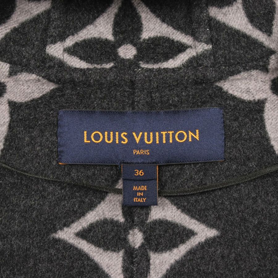路易威登 (LOUIS VUITTON) 連帽裹身大衣,巨型Monogram圖案,其他款式,FJC022NUV,羊毛材質,灰色,二手女款-2