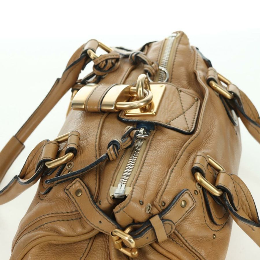 【日本直送】Chloe Paddington 手提包 皮革 米色 金 銀色 正品 am11349V-5