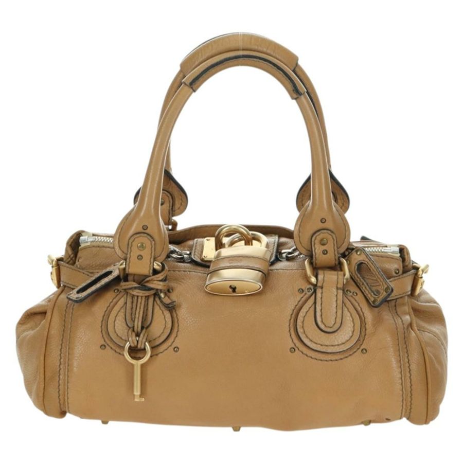 【日本直送】Chloe Paddington 手提包 皮革 米色 金 銀色 正品 am11349V-12