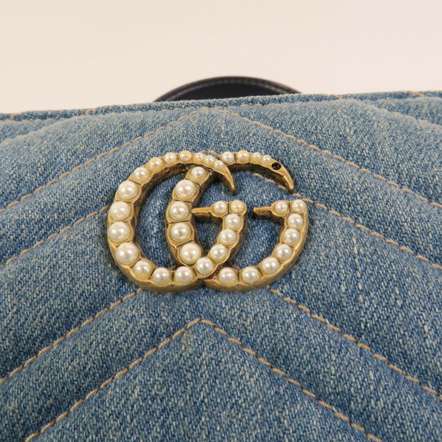 GUCCI Denim GG Marmont Matelasse手挽肩背兩用袋-10