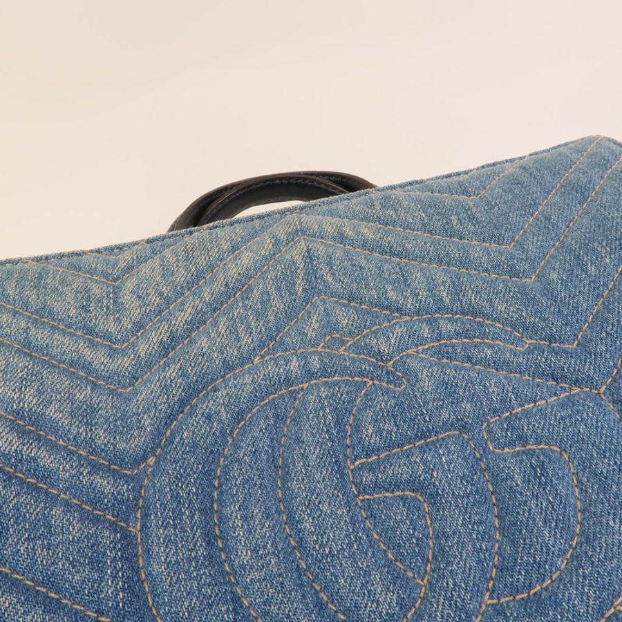 GUCCI Denim GG Marmont Matelasse手挽肩背兩用袋-14