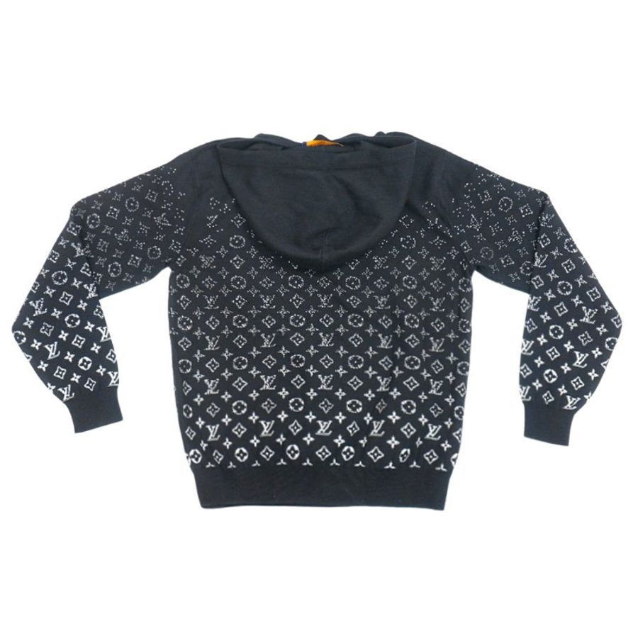 Louis Vuitton 白Logo字花漸層針織長袖帽T(黑)-4