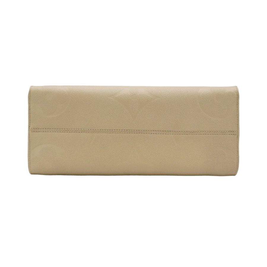 Louis Vuitton 展示品 OnTheGo MM 壓花牛皮手提肩背二用包(M45607-米)-3