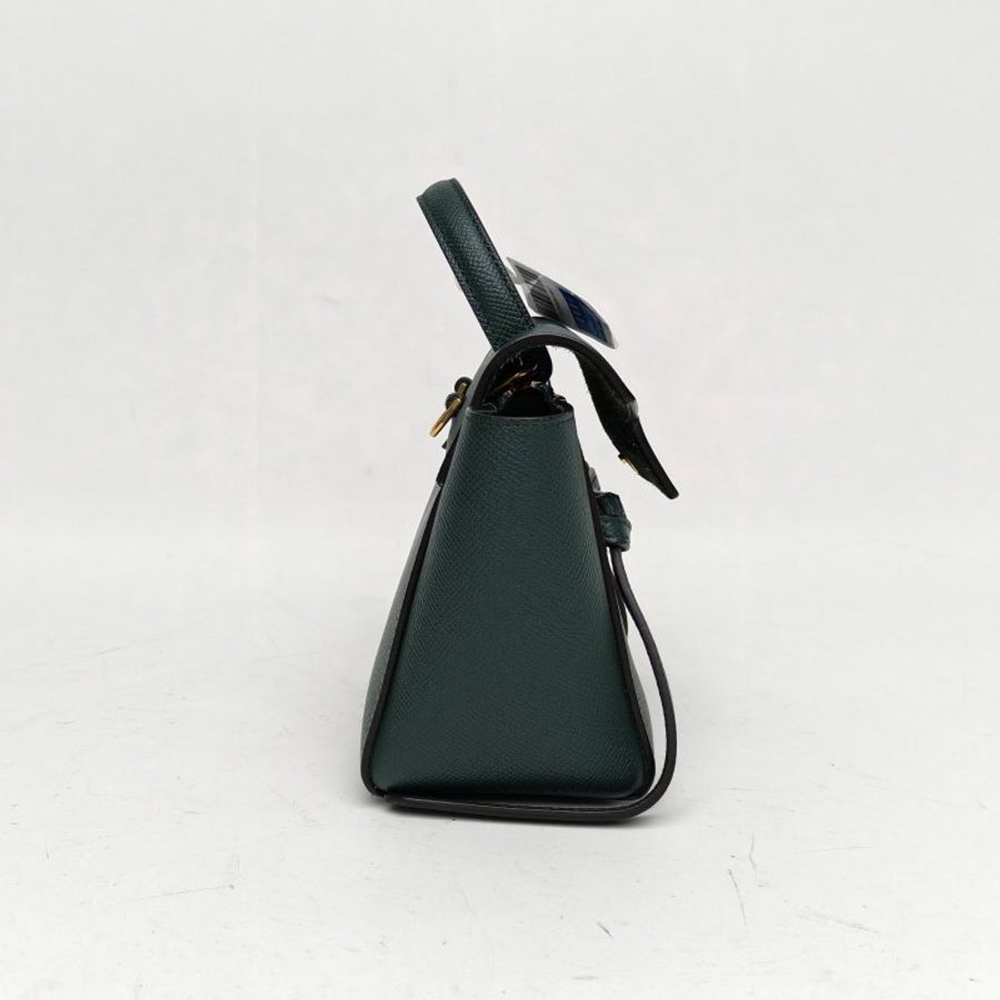 CELINE Belt鯰魚包Pico15綠色牛皮金扣肩背包-3