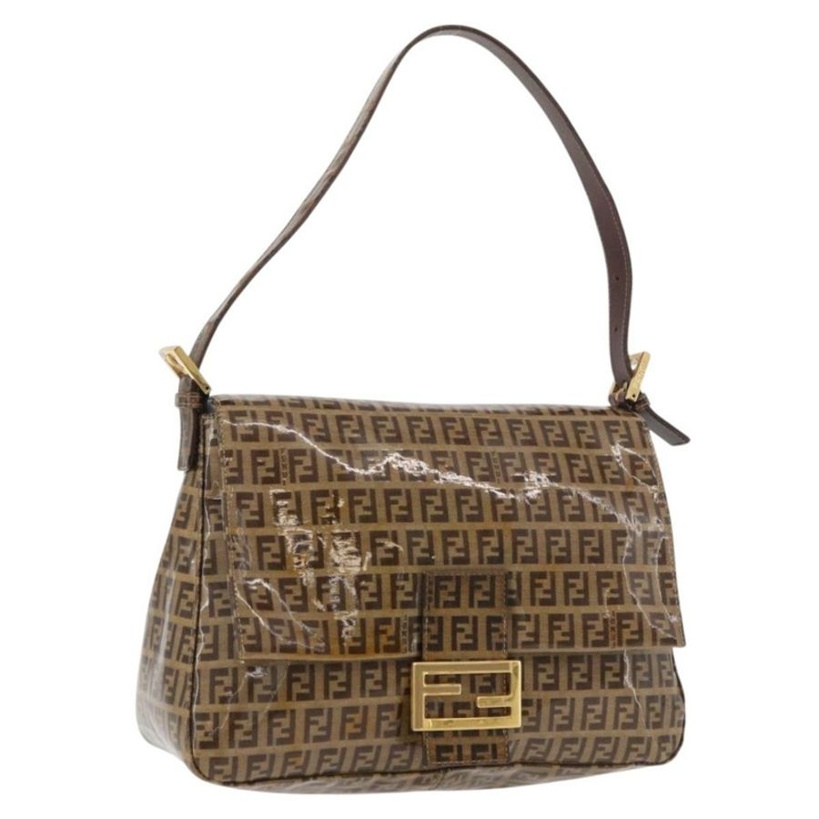 【日本直送】FENDI Zucchino帆布Mamma Baguette肩背包 米色 金色 正品 175477-0