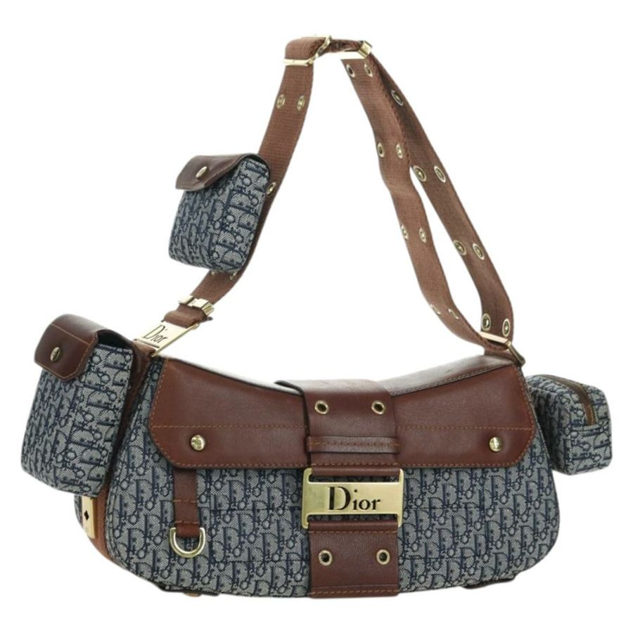 【日本直送】Christian Dior Trotter帆布街頭風單肩包 金色 海軍藍 正品 175442SAV-0
