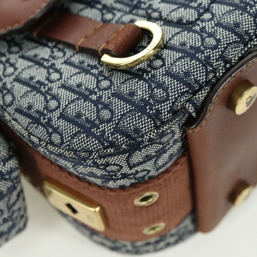 【日本直送】Christian Dior Trotter帆布街頭風單肩包 金色 海軍藍 正品 175442SAV-8