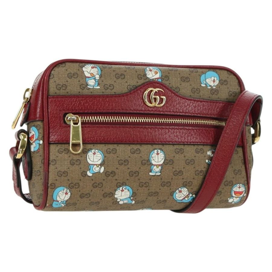 【日本直送】GUCCI Micro GG Supreme哆啦A夢肩包 PVC 米色 金色 647784 正品 YKZ1331M-0