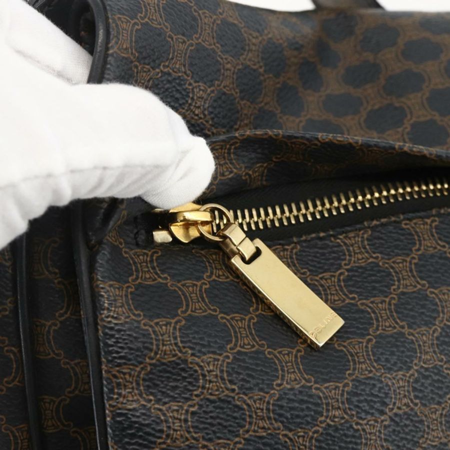 【日本直送】CELINE Macadam帆布肩背包 PVC皮革 黑色金色 正品 YKZ1522A-16