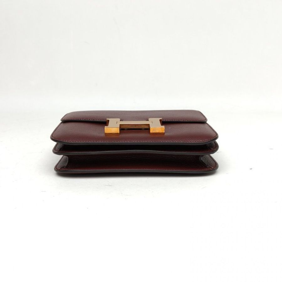 HERMES Constance康康19波爾多紅EC皮D刻金扣肩背包-4