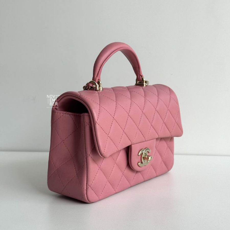95新🩷 Chanel 香奈兒 mini CF handle 粉色金釦-1