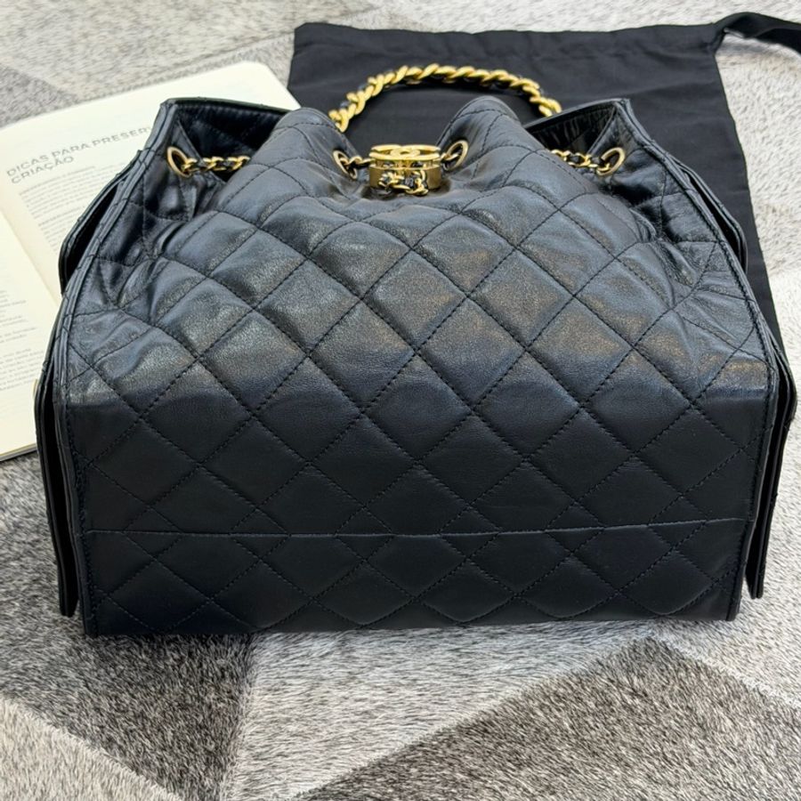 CHANEL 25BAG黑色金釦 小款 晶片-4