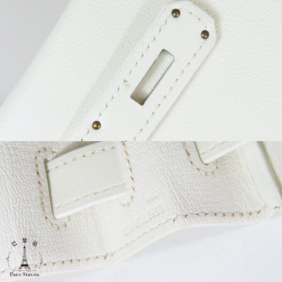 【巴黎站二手名牌專賣店】*現貨*HERMES 愛馬仕 真品*U刻奶昔白銀扣KELLY28 手提包 肩背包-6