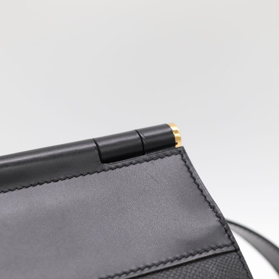 Hermès 愛馬仕 Sacabar  25 Box 牛皮 Epsom 牛皮  黑色 金釦 插銷包 肩背包-10