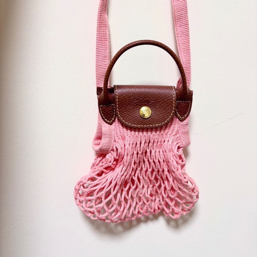 (Longchamp)LE PLIAGE FILET 斜揹袋 XS - 粉色-5