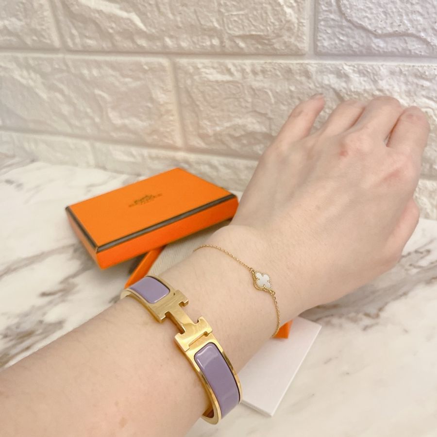 激甜近新熱銷款丁香紫/金配色✨愛馬仕 Hermès Clic H琺瑯手環-2