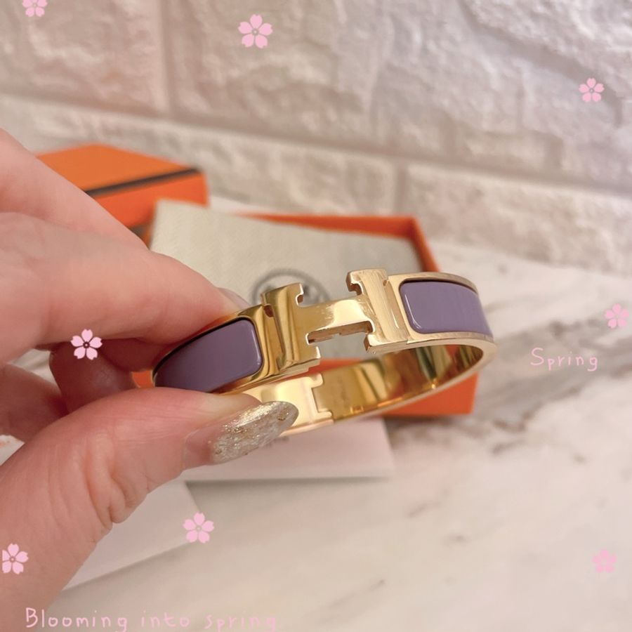激甜近新熱銷款丁香紫/金配色✨愛馬仕 Hermès Clic H琺瑯手環-18
