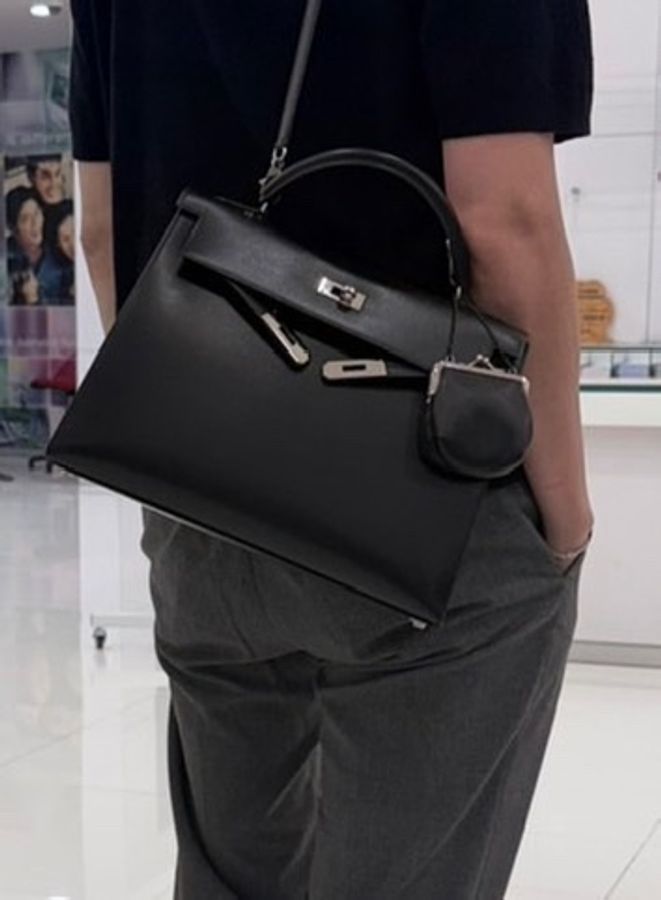 ✨【Hermès Kelly 32 外縫 BOX 黑銀|框B刻經典老件】✨-25