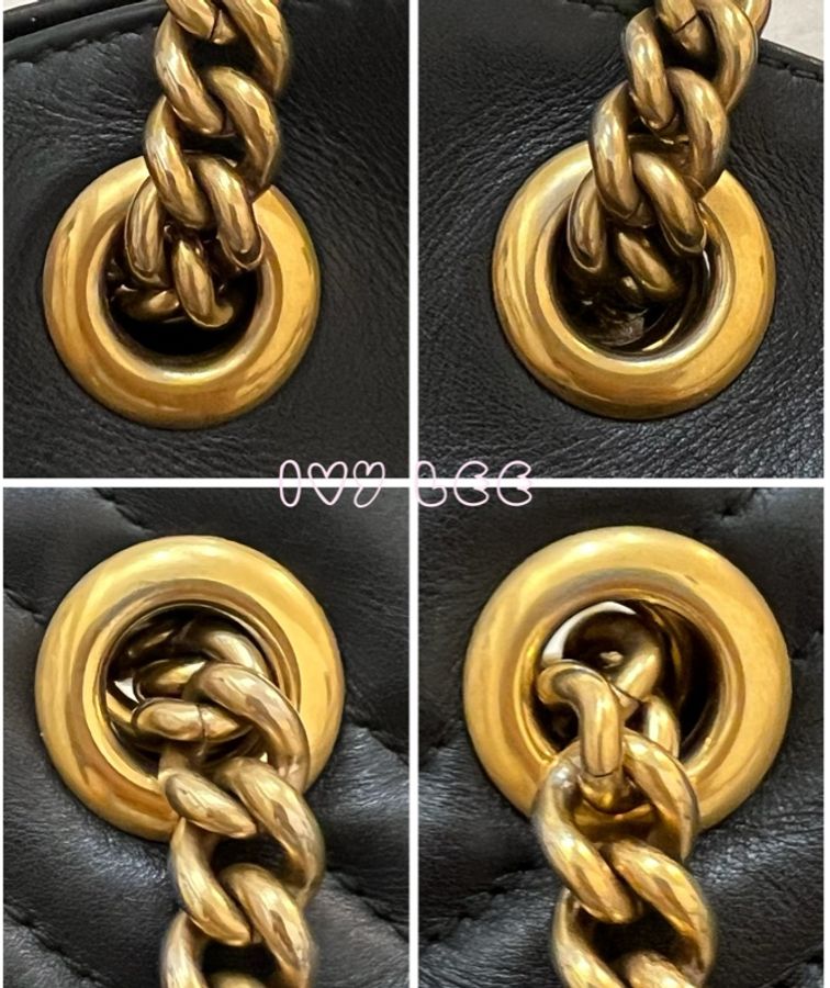 Gucci古馳 肩背包 斜背包 鍊條包 marmont 443501 經典黑 金 正品 二手精品-20