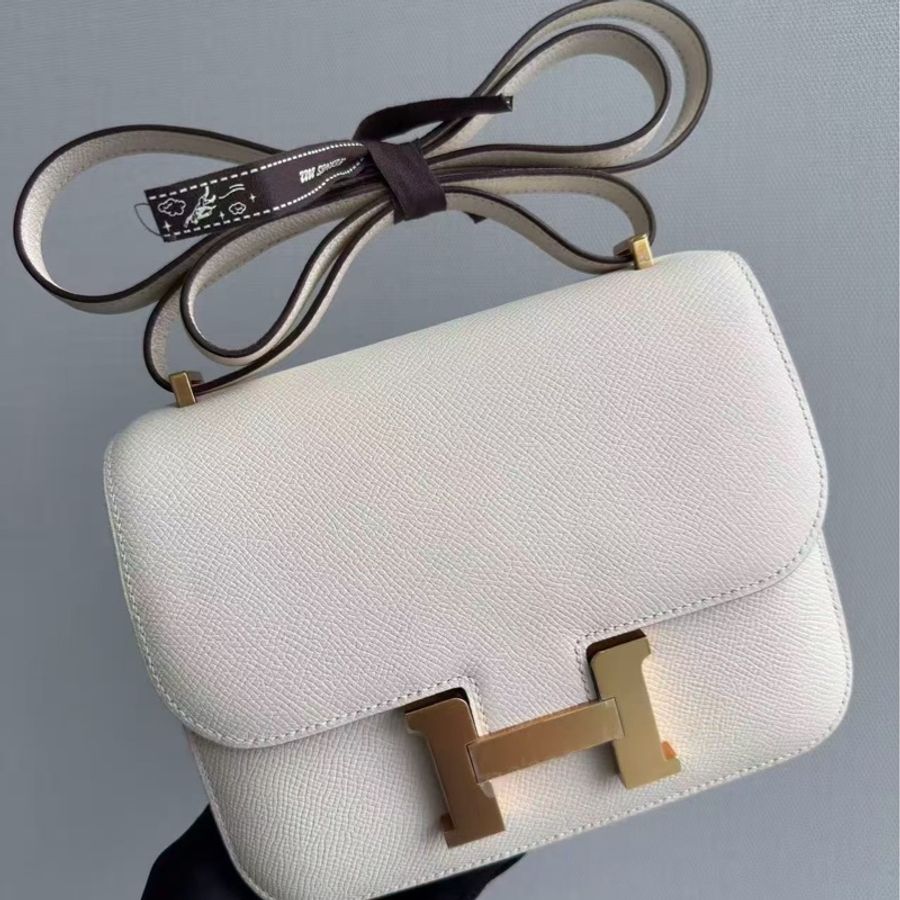 99新愛馬仕 Hermes mini Constance康康19 奶油白 金扣epsom皮 U刻-2