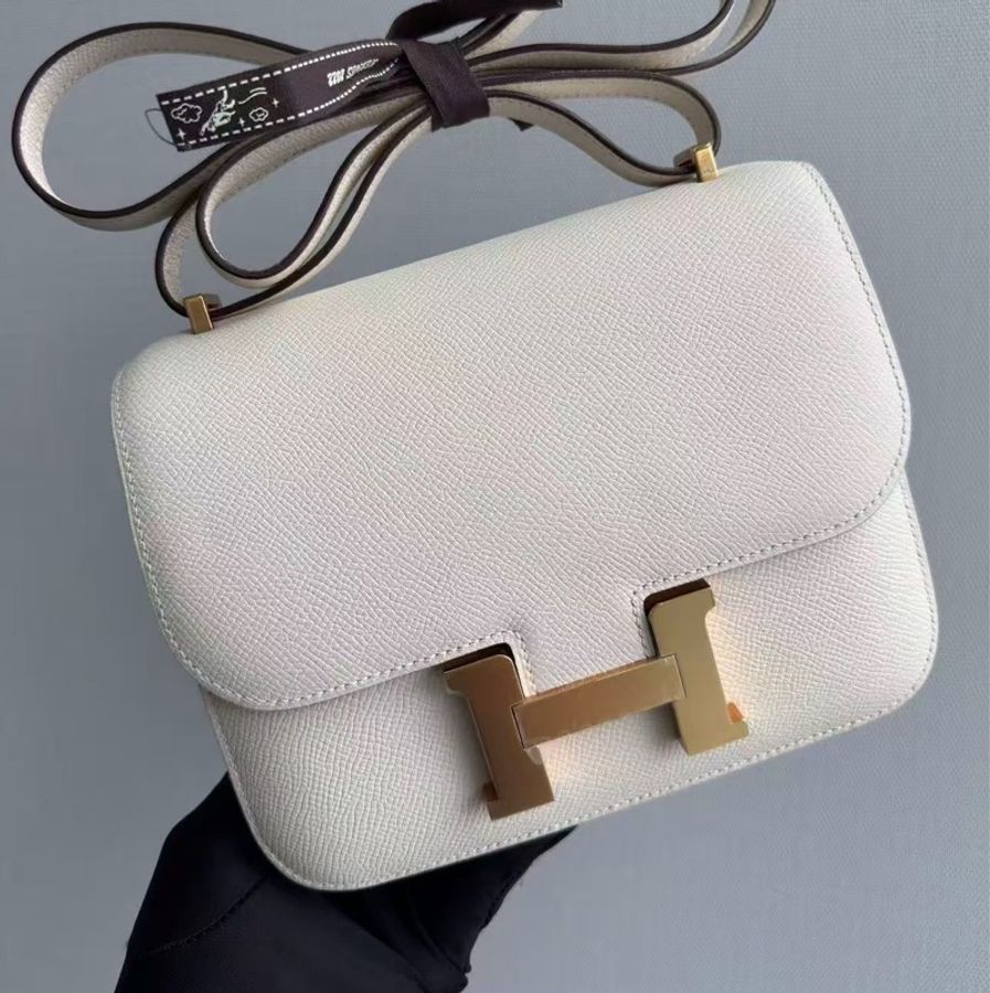 99新愛馬仕 Hermes mini Constance康康19 奶油白 金扣epsom皮 U刻-6
