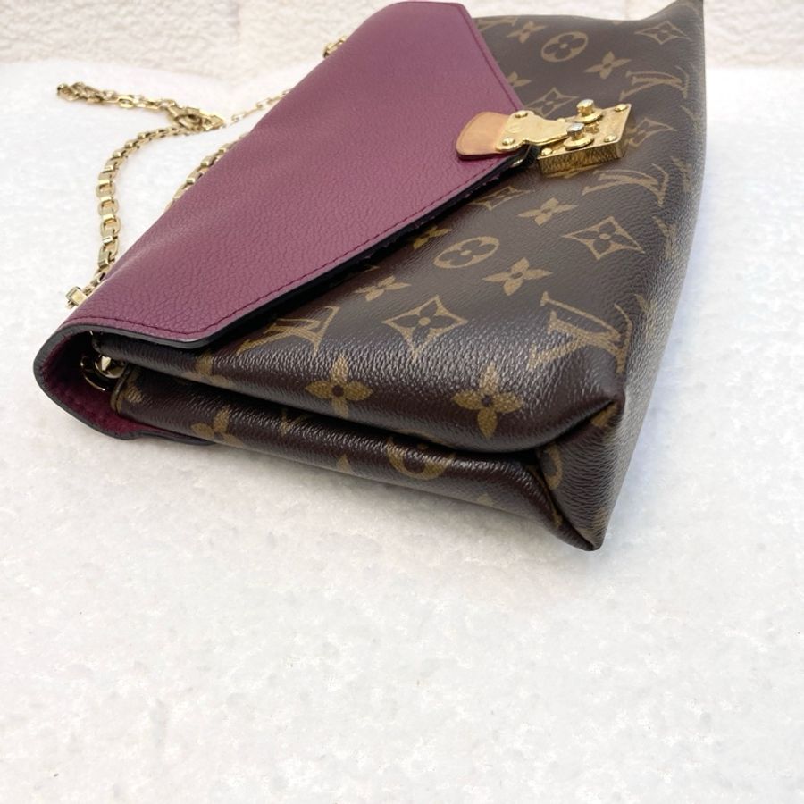 LV 路易威登原花拼紫紅牛皮S LOCK信封鏈條包撞色設計 M41200-12