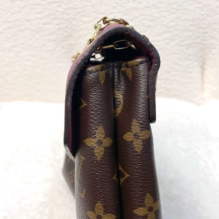 LV 路易威登原花拼紫紅牛皮S LOCK信封鏈條包撞色設計 M41200-16