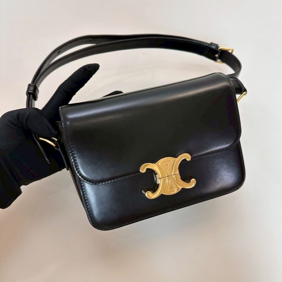 Celine|凱旋門方包 黑金-1
