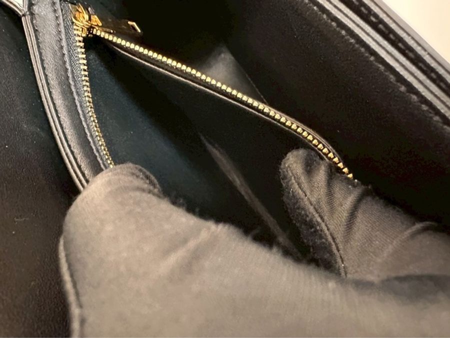 Celine|凱旋門方包 黑金-8