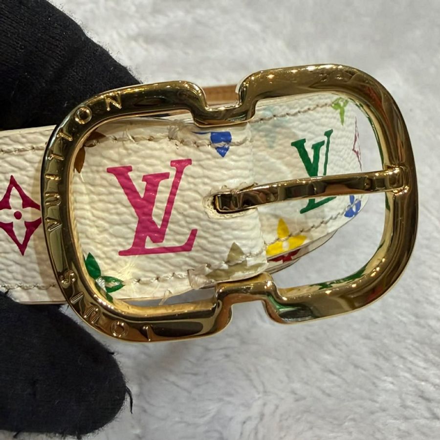 LV M9585 村上隆白彩腰帶（腰圍80/32）-7