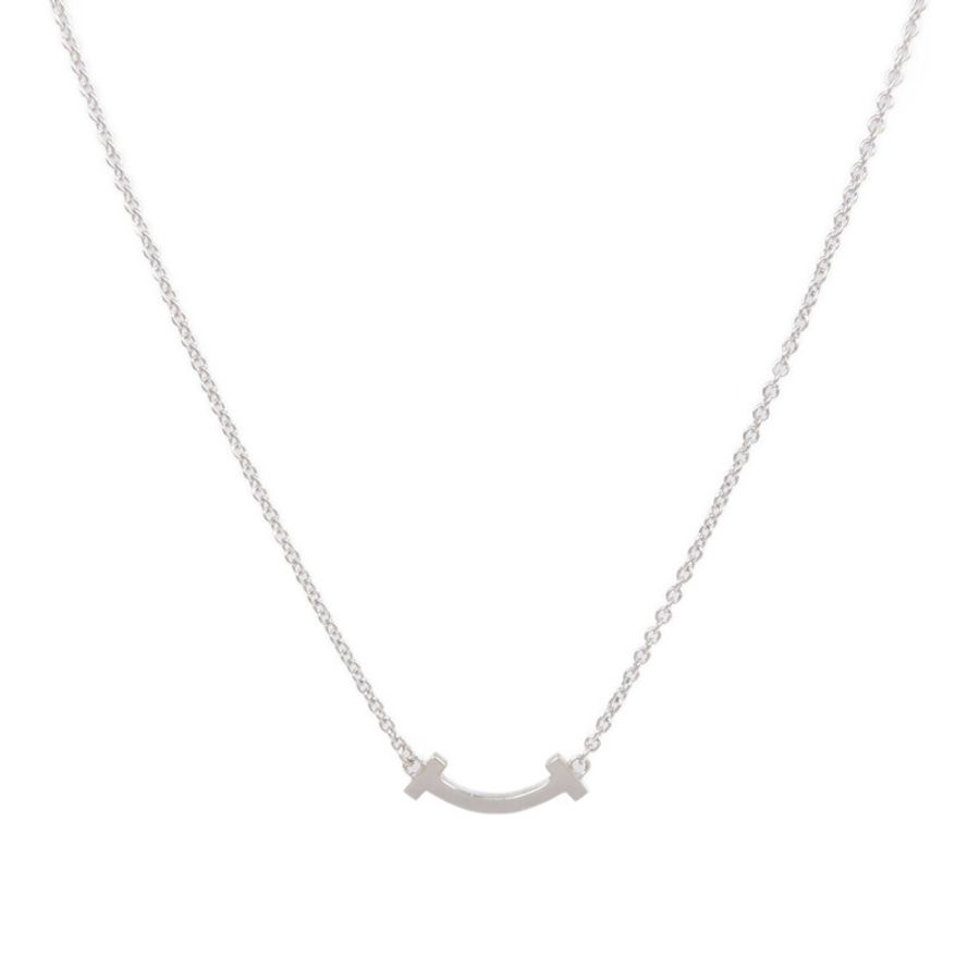 TIFFANY＆CO 18K白金T Smile Small Necklace項鍊-1