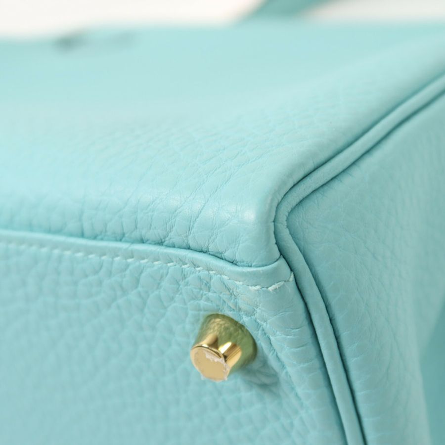 HERMES Togo皮革Kelly 28手挽肩背兩用袋Bleu Atoll-14