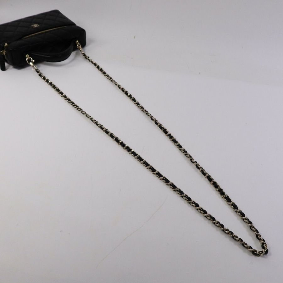 CHANEL 羊皮皮革Chain Shoulder手挽肩背兩用袋-9