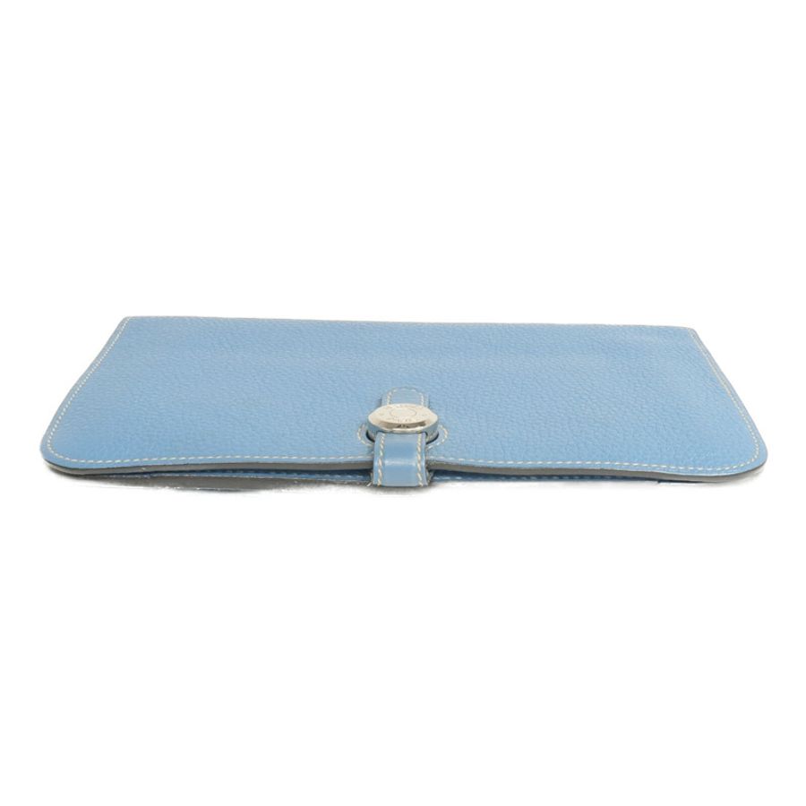 HERMES Togo皮革Dogon GM長錢包Bleu Jean-5