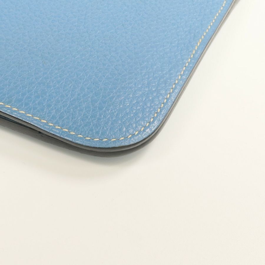 HERMES Togo皮革Dogon GM長錢包Bleu Jean-8