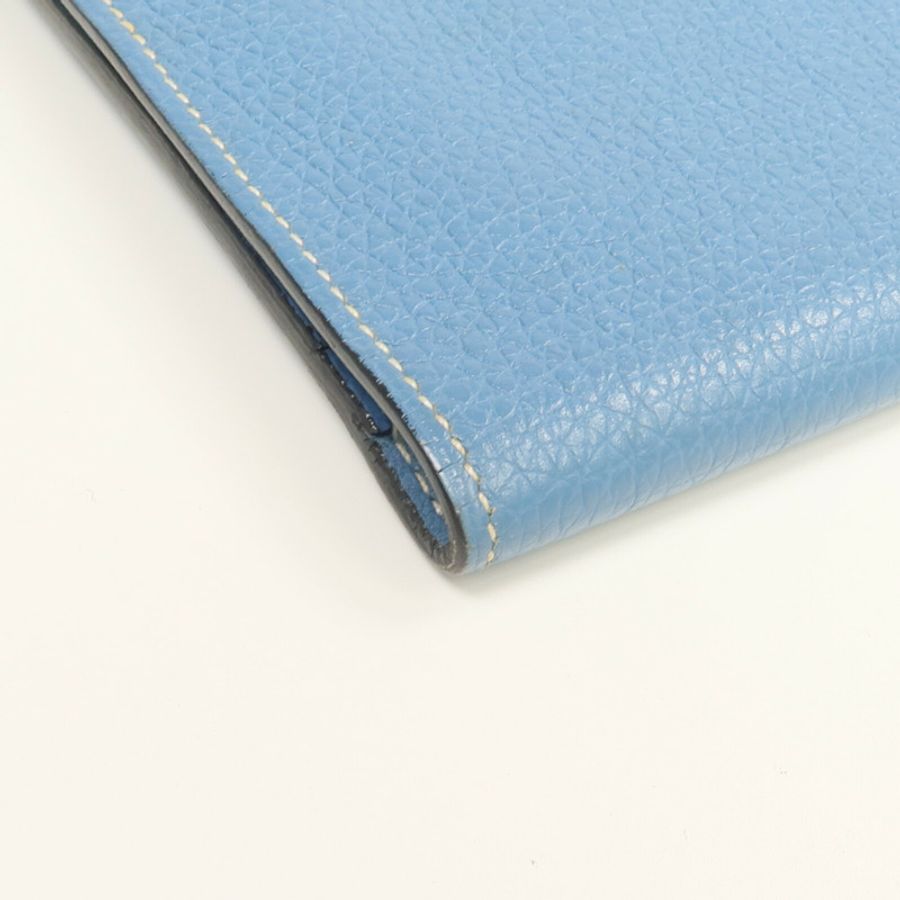 HERMES Togo皮革Dogon GM長錢包Bleu Jean-10